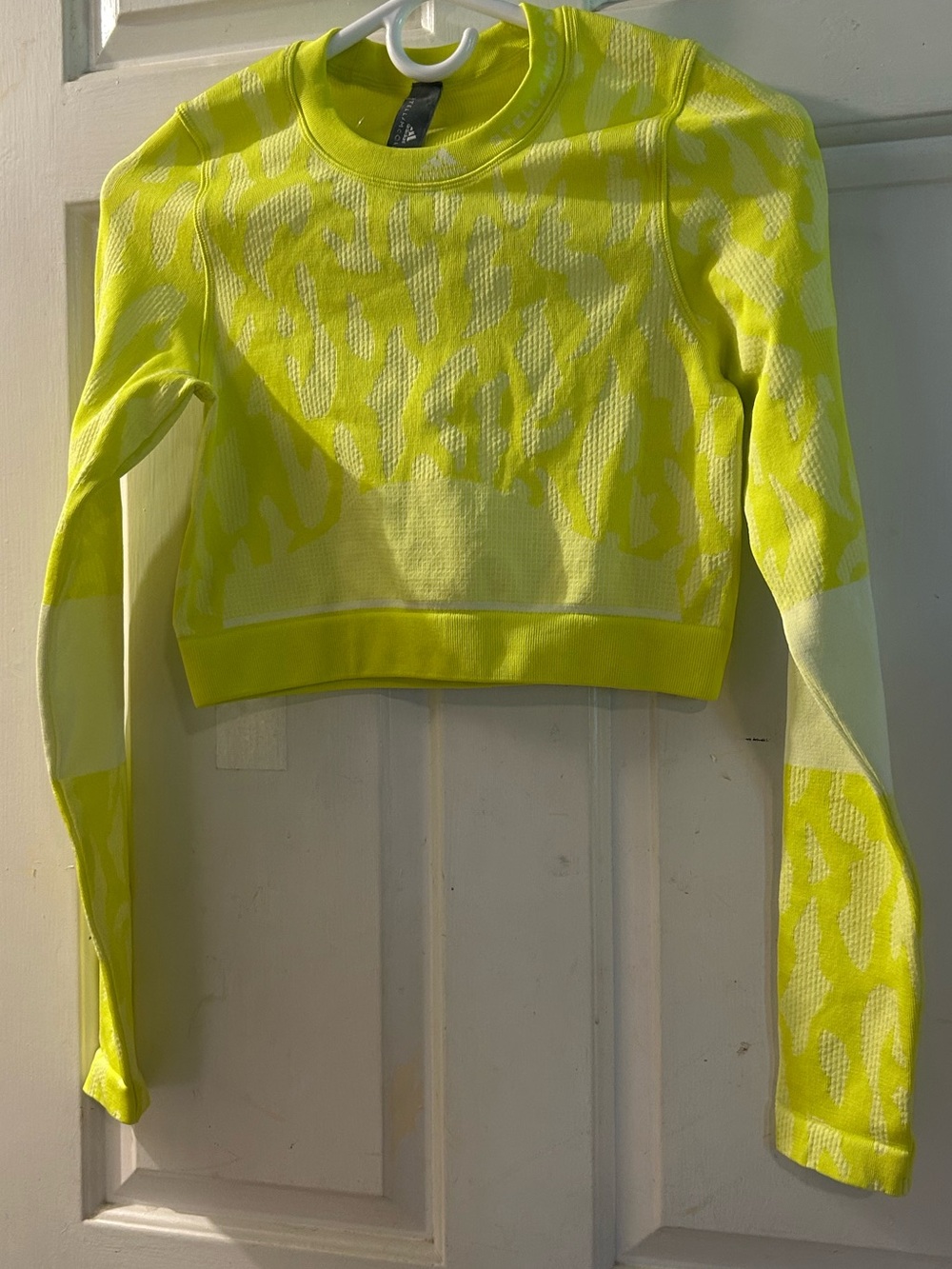 Adidas by Stella McCartney Neon Yellow Patterned Crop Sweatshirt